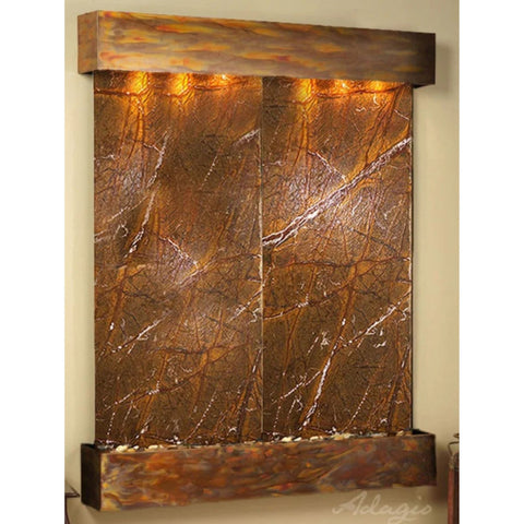 Adagio Majestic River Wall Fountain for Business Lobbies or Halls Rainforest Brown Marble-Rustic Copper-Squared