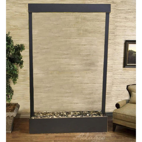 Adagio Mega Grandeur Center Mount Floor Fountain With Textured Wall And Natural Accents-Clear Glass-Blackened Copper