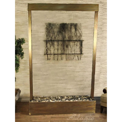 Adagio Mega Grandeur Center Mount Floor Fountain With Wall Decor-Clear Glass-Rustic Copper