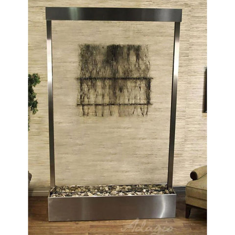 Adagio Mega Grandeur Center Mount Floor Fountain With Wall Decor-Clear Glass-Stainless Steel