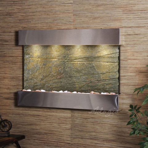 Adagio Reflection Creek Indoor Water Feature Fountain With Brown Wooden Wall Accent