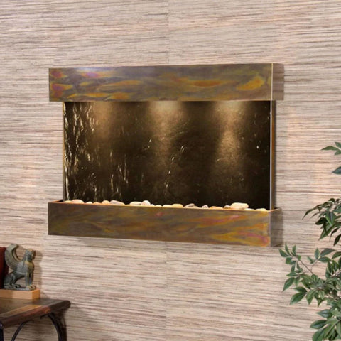 Adagio Reflection Creek Wall Fountain Black Feather Stone-Rustic Copper