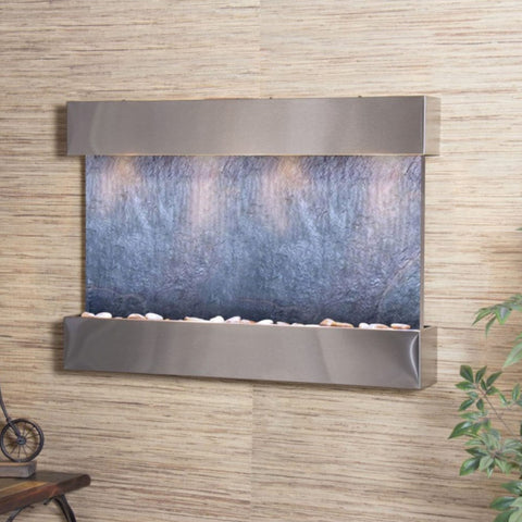 Adagio Reflection Creek Wall Fountain Black Feather Stone-Stainless Steel