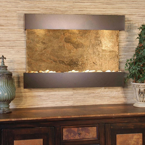 Adagio Reflection Creek Wall Fountain With Textured Wall and Decorative Vases
