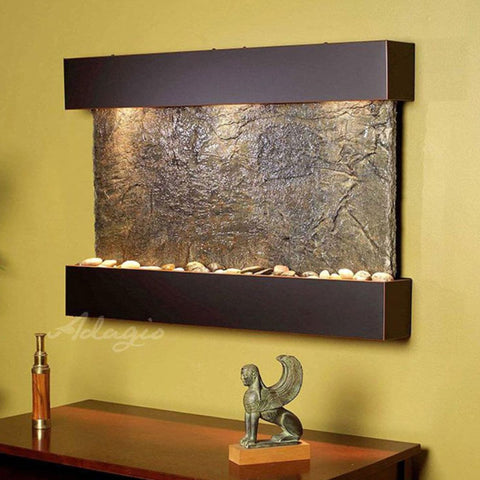 Adagio Reflection Creek Wall Fountain With Yellow Accent Wall