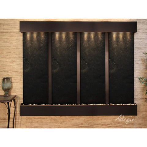 Adagio Regal Falls Wall Fountain Black Feather Stone-Blackened Copper-Squared-White
