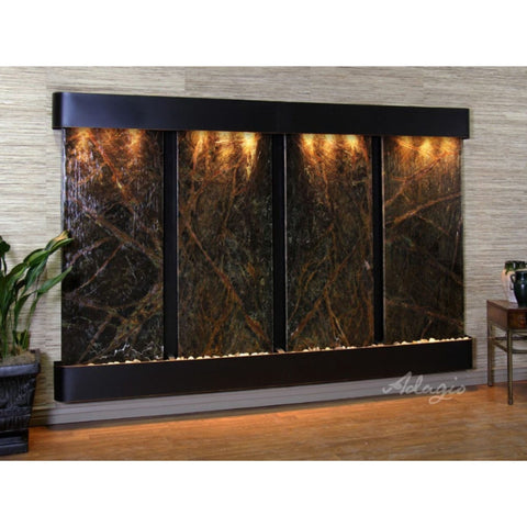 Adagio Regal Falls Wall Fountain Rainforest Green Marble-Blackened Copper-Rounded-White
