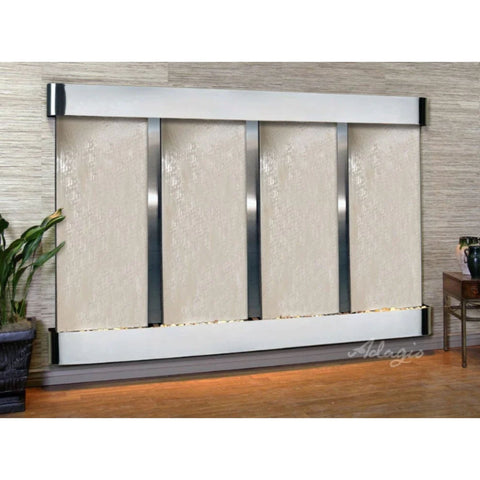 Adagio Regal Falls Wall Fountain Silver Mirror-Stainless Steel-Rounded-White