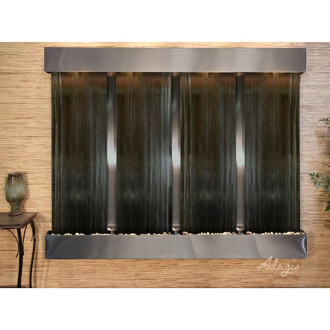 Adagio Regal Falls Wall Fountain Silver Mirror-Stainless Steel-Squared-White