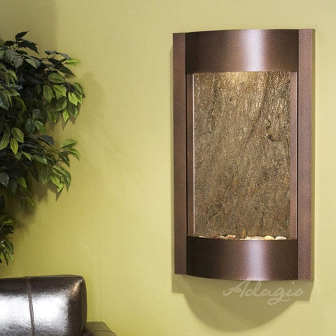 Adagio Serene Waters Wall Fountain Green Feather Stone-Copper Vein-White