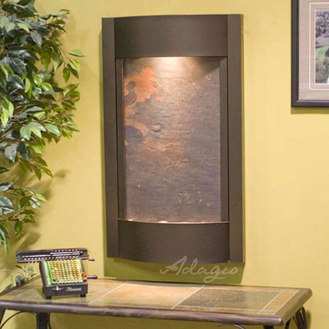 Adagio Serene Waters Wall Fountain With Plants And Table