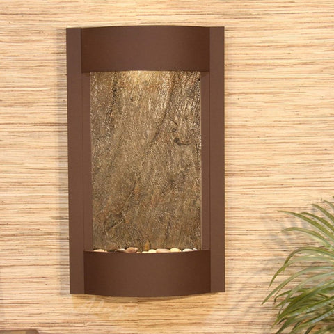 Adagio Serene Waters Wall Fountain With Textured Neutral Wall and Leaves