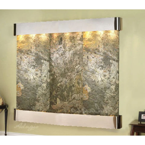 Adagio Solitude River Three Panel Indoor Water Feature Fountain Green Slate-Stainless Steel-Rounded-White