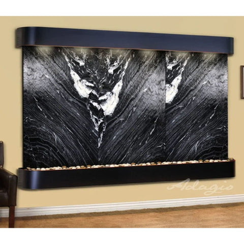 Adagio Solitude River Three Panel Wall Fountain Black Spider Marble-Blackened Copper-Rounded
