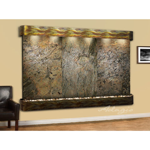 Adagio Solitude River Three Panel Wall Fountain With Leather Chair