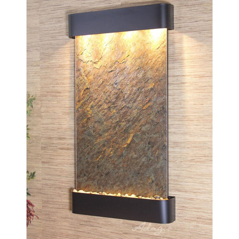 Adagio Summit Falls Modern Vertical Wall Water Fountain With Textured Wall Background