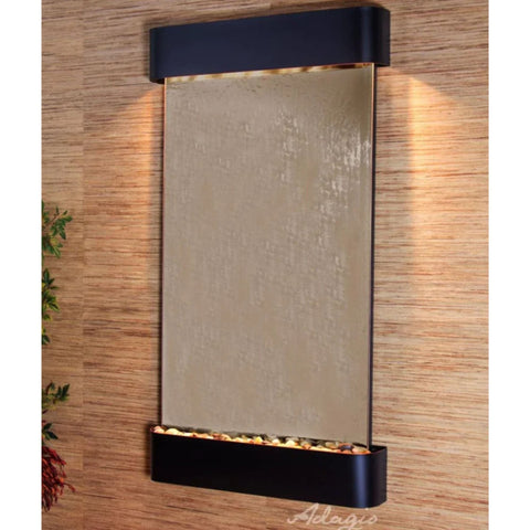 Adagio Summit Falls Wall Fountain for Offices or Living Rooms With Soft Lighting And Green Leaves