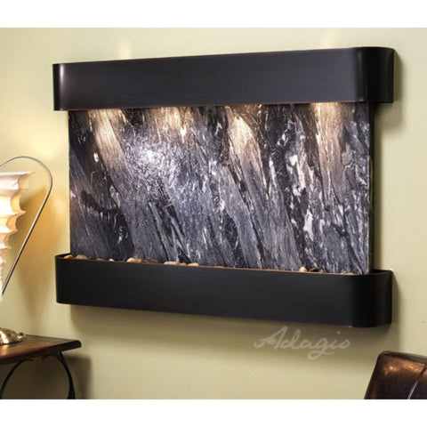 Adagio Sunrise Springs Indoor Water Feature Fountain With a Lamp Shades on a Classic Table