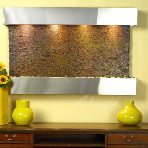 Adagio Sunrise Springs Wall Fountain With Two Figurines and Artificial Sunflowers