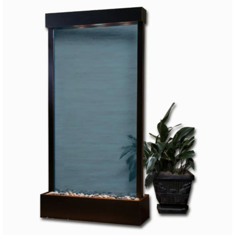 Adagio Tranquil River Floor Fountain - Center Mount With Plants-Plain White Background