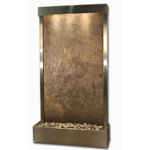 Adagio Tranquil River Floor Fountain - Rear Mount Plain White Background-Rainforest Green Marble Antique Bronze