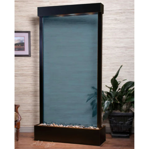 Adagio Tranquil River Floor Fountain for Home or Business With Neutral Walls and Plants