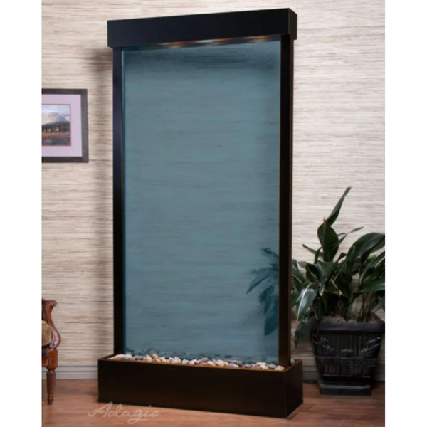 Adagio Tranquil River Floor Fountain for Home or Business With Neutral Walls and Plants