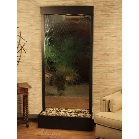 Adagio Tranquil River Indoor Water Feature Floor Fountain - Rear Mount With Textured Walls And Classic Furnitures