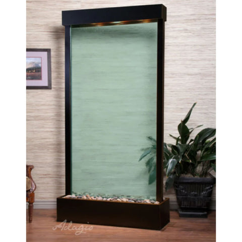 Adagio Tranquil River Indoor Water Feature Fountain - Center Mounted With Neutral Walls And Greenery