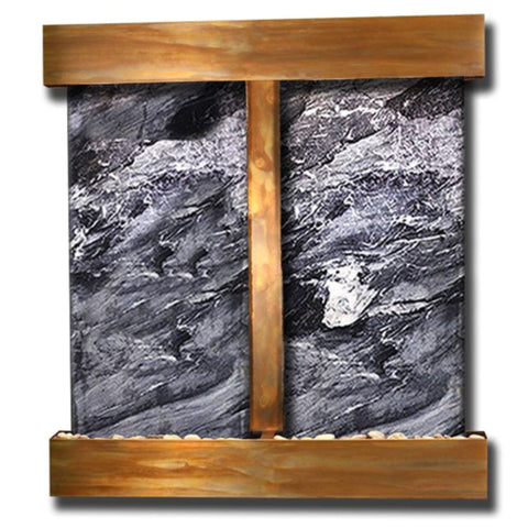 Adagio Water Features Aspen Falls Wall Fountain Plain White Background-Rustic Copper Black Spider Marble Square Frame
