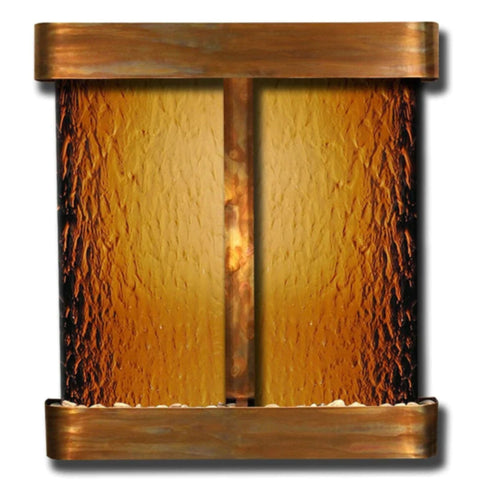 Adagio Water Features Aspen Falls Wall Fountain Plain White Background-Rustic Copper Bronze Mirror Round Corners