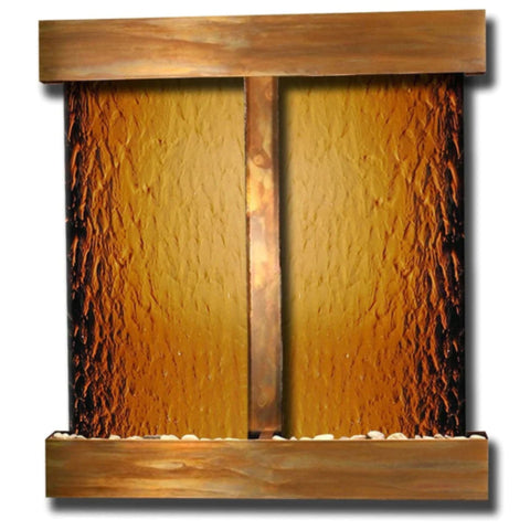 Adagio Water Features Aspen Falls Wall Fountain Plain White Background-Rustic Copper Bronze Mirror Square Corners
