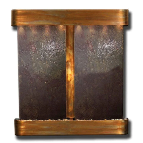 Adagio Water Features Aspen Falls Wall Fountain Plain White Background-Rustic Copper Multi Color Featherstone Round Frame