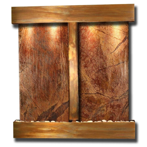 Adagio Water Features Aspen Falls Wall Fountain Plain White Background-Rustic Copper Rainforest Brown Marble Square Frame