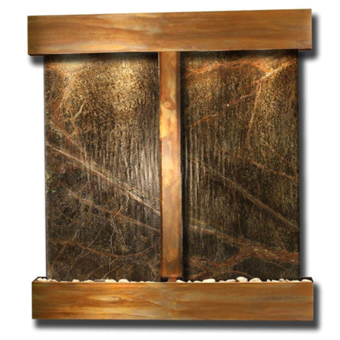 Adagio Water Features Aspen Falls Wall Fountain Plain White Background-Rustic Copper Rainforest Green Marble Squared