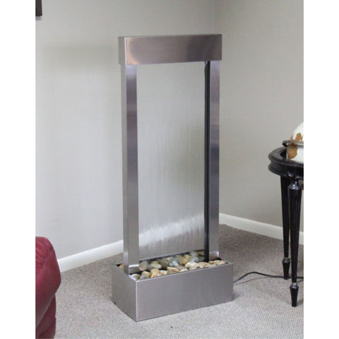 Adagio Water Features Bantam River Floor Fountain Carpeted Floors With Neutral Wall Paint And Globe Decor