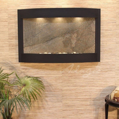 Adagio Water Features Calming Waters Wall Fountain Textured Wall With Palm Leaves And Globe Decor