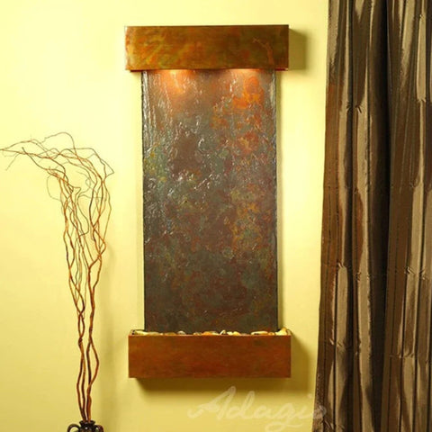 Adagio Water Features Cascade Springs Wall Fountain With Dried Root  Decor And Brown Silky Curtain