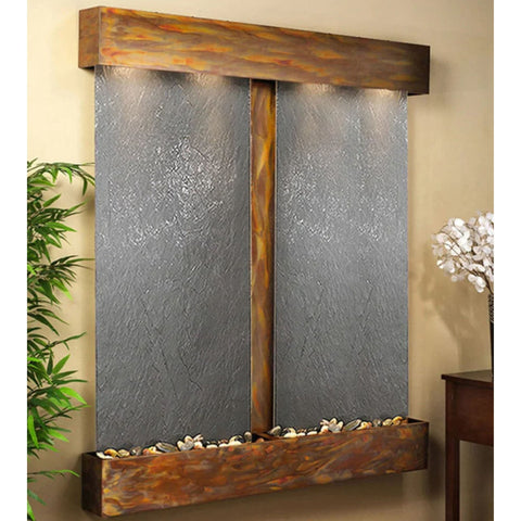 Adagio Water Features Cottonwood Falls Wall Fountain With Chinese Bamboo Leaves And White Artificial Flowers