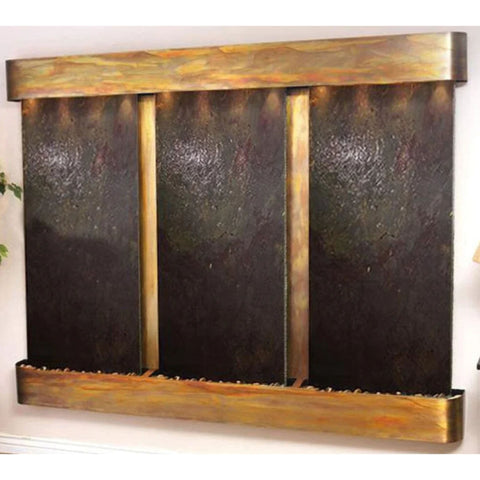 Adagio Water Features Deep Creek Falls Wall Fountain With Neutral Wall Paint And Green Leaves