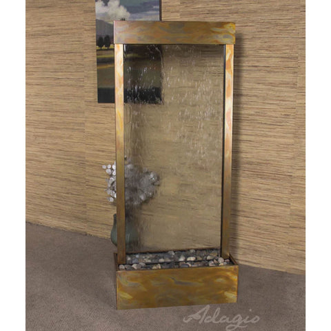 Adagio Water Features Harmony River Floor Fountain - Center Mount With Framed Wall Art And Artificial Flowers Placed In A Decorative Vase