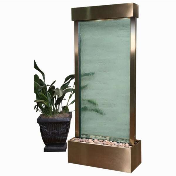 Adagio Water Features Harmony River Floor Fountain - Center Mount With Plants in Planter-Plain White Background