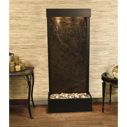 Adagio Water Features Harmony River Floor Water Fountain - Rear Mounted With Soft Lighting and Textured Floors and Candle Decorations