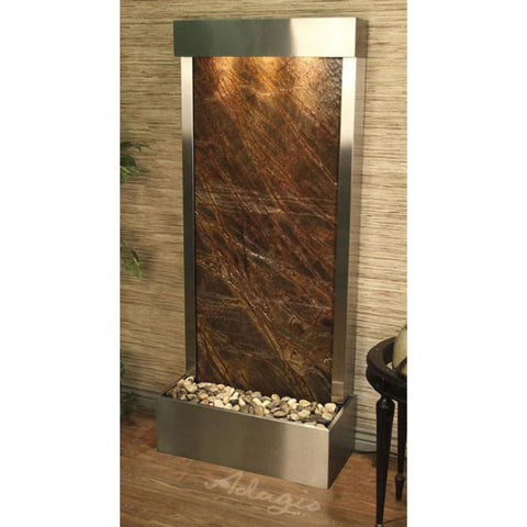 Adagio Water Features Harmony River Floor Water Fountain - Rear Mounted With Soft Lighting and Textured Floors and Walls