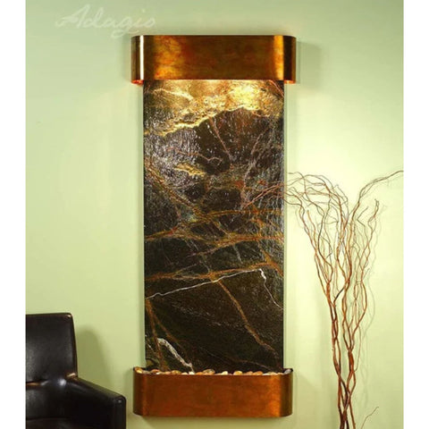 Adagio Water Features Inspiration Falls Wall Fountain With Dried Roots Decoration and Chair