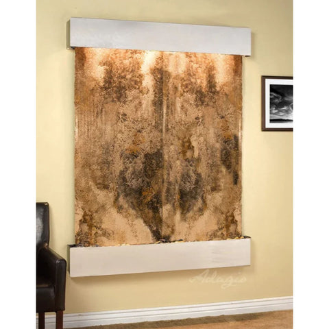 Adagio Water Features Majestic River Wall Fountain With Chair-Magnifico Travertine-Stainless Steel-Squared