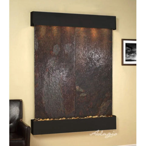 Adagio Water Features Majestic River Wall Fountain With Chair-Multi-Color Slate-Blackened Copper-Squared