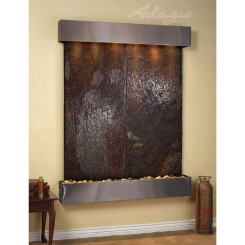 Adagio Water Features Majestic River Wall Fountain With Metal Cannister Decor-Multi-Color Slate-Stainless Steel-Squared