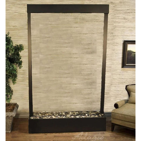 Adagio Water Features Mega Grandeur Center Mount Floor Fountain With Plants in Planter and Canvas Chair-Clear Glass-Antiqued Bronze