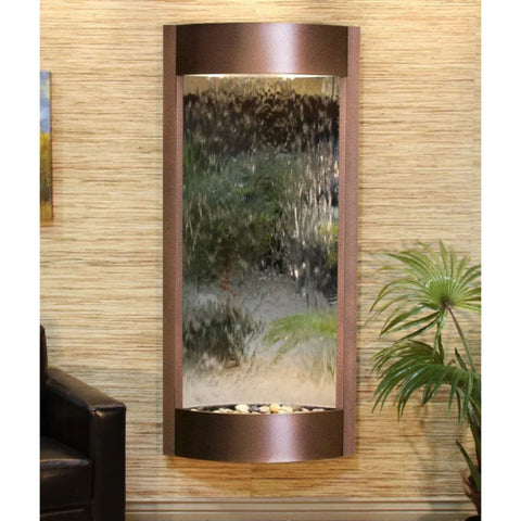 Adagio Water Features Pacifica Waters Wall Fountain With Globe Decor and Plants-Silver Mirror-Copper Vein